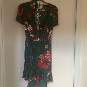 Dress by Prettylittlething hunter green with deep orange flowers size 10.
